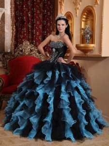 Multi-color Sweetheart Organza Beading Quinceanera Dress