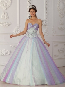 Multi-Color Sweetheart Taffeta Beading Sequins Quinceranera Dress