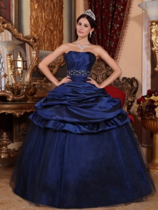 Beading Royal Blue Quinceanera Dress Tulle Taffeta