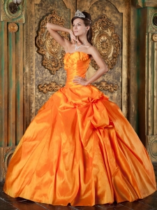 Appliques Orange Quinceanera Dress Sweetheart Taffeta