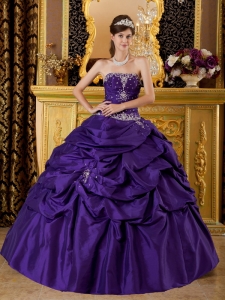 Appliques Purple Quinceanera Dress Ball Gown Strapless