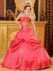 Ball Gown Beading Appliques Quinceanera Dress Hot Pink