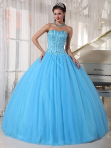 Ball Gown Sky Blue Sweetheart Quinceanera Dress Beaded
