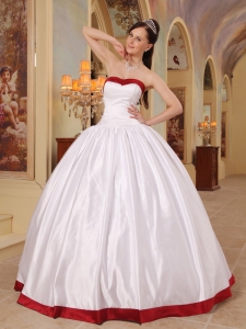 Ball Gown Quinceanera Dress White and Red Sweetheart