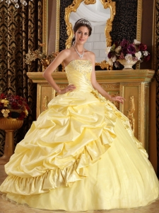 Yellow Quinceanera Dress Ball Gown Beading Pick-ups