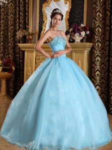 Aqua Blue Ball Gown Sweetheart Beading Quinceanera Dress