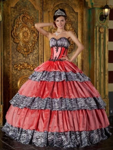 Luxurious Zebra Sweetheart Ruffles Quinceanera Dress