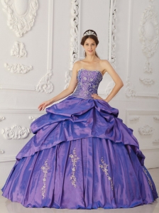 Taffeta Pick Ups Embroidery and Beading Quinceanera Dress