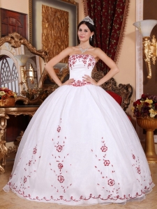 Strapless Organza Quinceanera Dress with Floral Embelishments