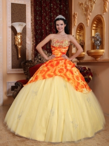 Quinceanera Dress with Prints Sweetheart Tulle Beading Organza