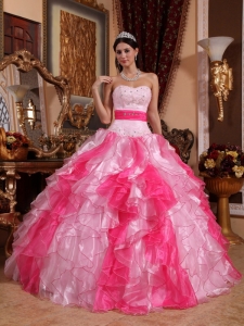 Sweetheart Beading and Ruch Two Pink ShadesSweet 15 Dress