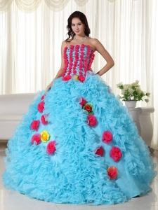 Handle Flowers Beaded Multi-color Ball Gown for Quinceanera