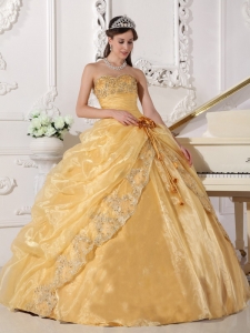 mbroidery Beading Gold EQuinceanera Dress Ball Gown