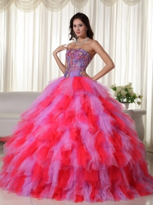 Multi-color Quinceanera Ball Gown Dress Strapless Appliques