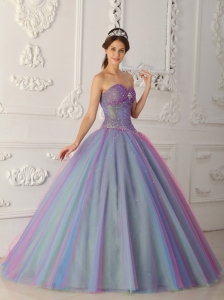 Beading Sweetheart Tulle Multi-color Quinceanera Dress