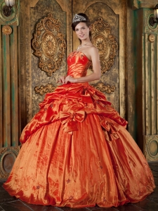 Pick-ups Orange Red Quinceanera Dress for sweet 15