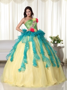 Multi-color Ball Gown Quinceanera Dress Strapless Beading