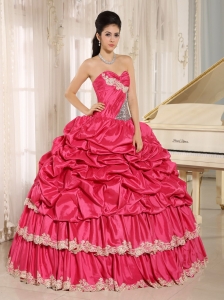 Hot Pink Sequins Quinceanera Dresses Appliques Pick-ups