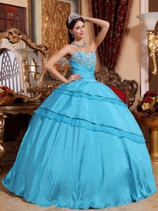 Ball Gown Appliques Quinceanera Dress Aqua Blue Sweetheart