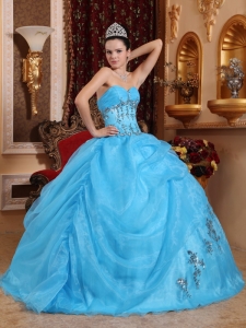 Baby Blue Sweet Sixteen Beading Quinceanera Dress Appliques