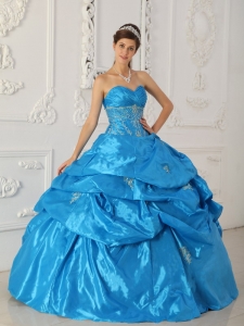 Appliques Quinceanera Dress Baby Blue for Sweet Sixteen