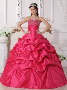 Hot Pink Quinceanera Dress Gown Beaded for Sweet Sixteen