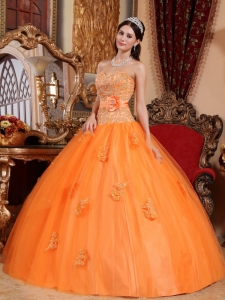 Ball Gown Orange Quinceanera Dress Sweetheart Appliques