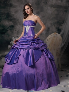 Purple Appliques Ball Gowns for Sweet Sixteen Quinceanera
