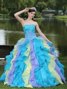 Ruffles Layered Colorful Quinceanera Dress For Graduation