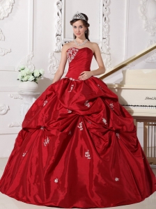 Red Sweetheart Beading Quinceanera Dress Ball Gown
