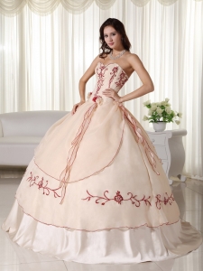 Champagne Quinceanera Dress Ball Gown Sweetheart Embroidery