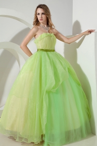 Embroidery Spring Green Ball Gowns Beading Prom Dresses