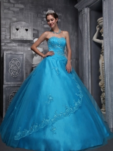 Blue Quinceanera Dresses Sweetheart Beading and Appliques