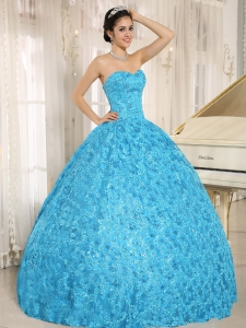 Embroidery Special Fabric Sweetheart Baby Blue Quinceanera Dress