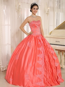 Embroidery Beading Watermelon Sweetheart Quinceanera Dress