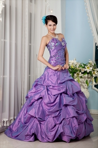 Lavender Sweetheart Pick-ups Taffeta Colorful Sequins Quinces Dress