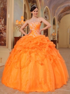 Orange Ball Gown Sweetheart Appliques Princesita Quinceanera Dress