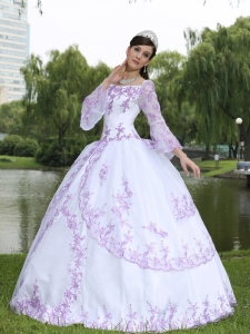 Wholesale Embroidery Long Sleeves Sweet 16 Party Dress