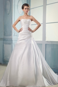 Theme Costumes Wedding Dress With Appliques Ruching Court Train