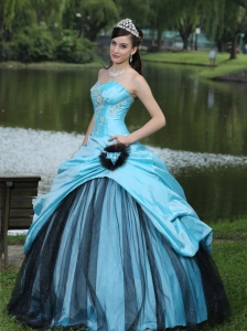 Aqua Blue Taffeta Princesita Quinceanera Dress Custom Made
