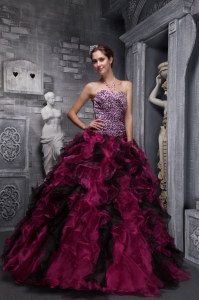 Zebra and Organza Ruffles Beading Quinceanera Ball Gowns