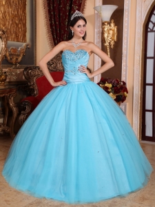 Baby Blue Sweetheart Tulle Beading Quinceanera Dress