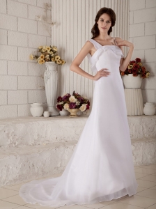 Sweet A-line Wedding Dress Princess Straps Organza Train