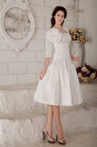 A-line Princess Wedding Dress Strapless Knee-length Satin
