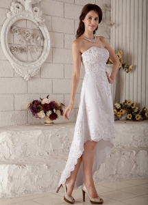 Wedding Dress Strapless High-low Lace Embroidery Beading