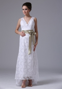 High-low Lace Stylish Custom Wedding Dress Sashes Ribbons