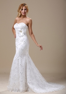 Mermaid Wedding Dress With Sash and Lace Over Skirt