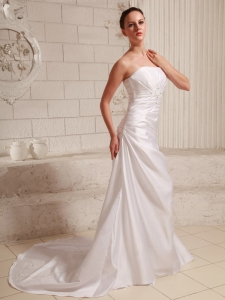 Bridal Gown Dress Taffeta Ruching Beading Ruch