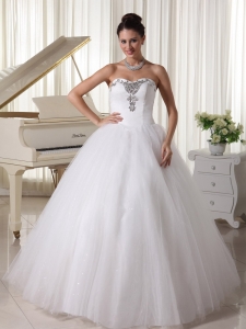 Bridal Gown A-line Sweetheart Beaded Satin and Tulle
