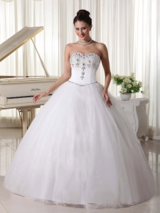 Organza Ball Gown Beaded Bridal Gown Sweetheart Rhinestones